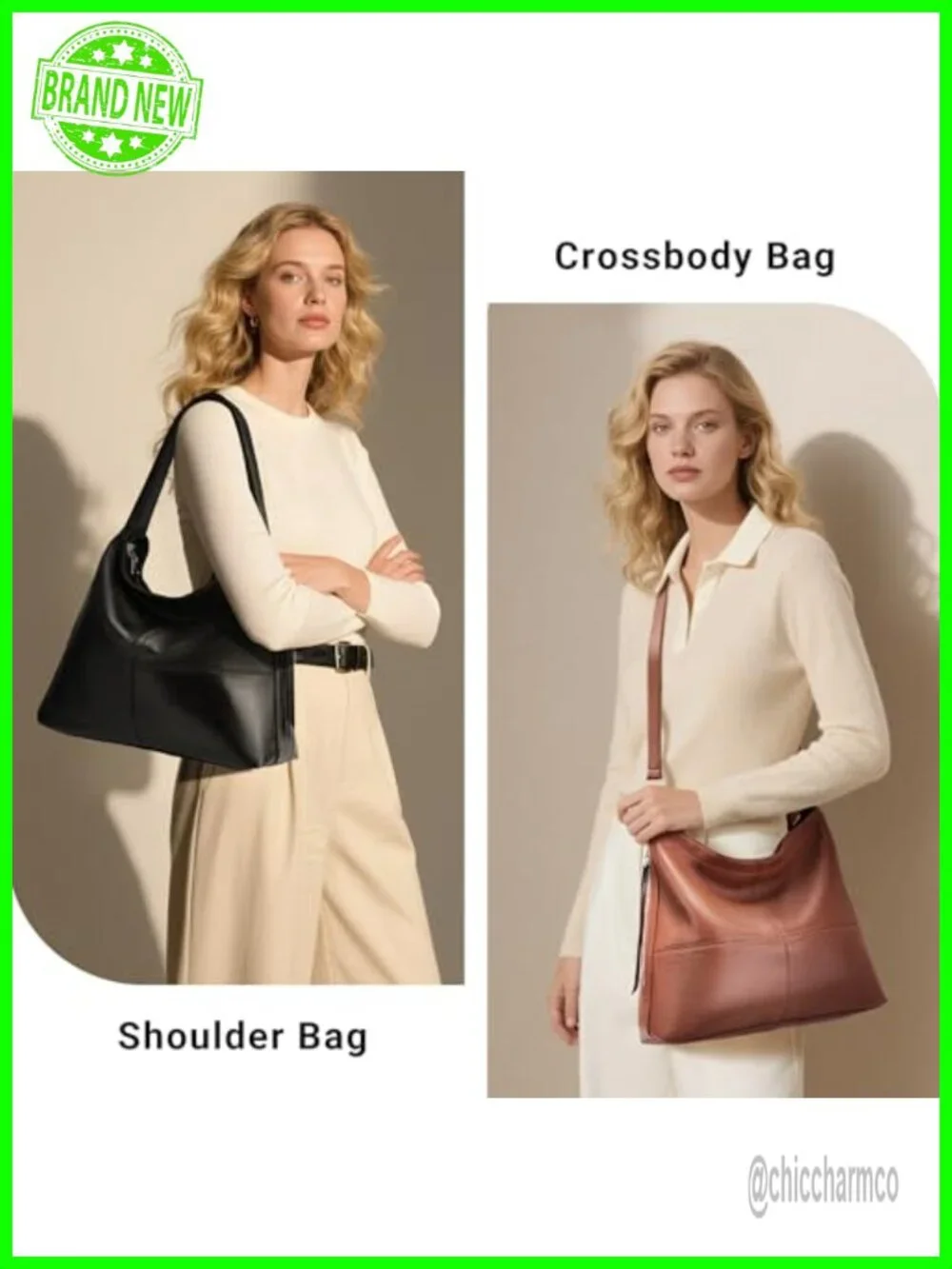 Genuine Leather Hobo Bag for Women Crossbody Purse Shoulder Handbag Tote